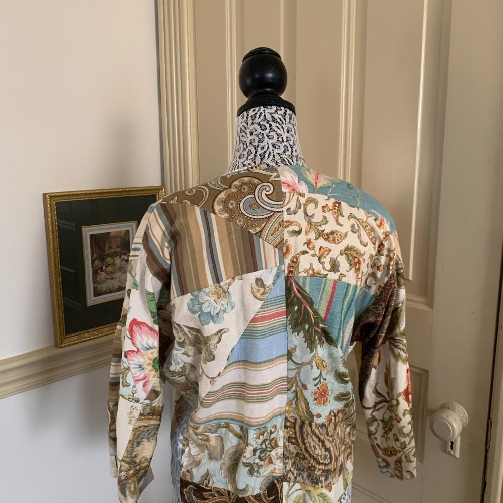 vintage upcycled patchwork blazer sz l  · cottagecore - Picture 11 of 15